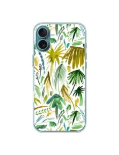 Cover iPhone 16 Plus Brushstrokes Tropicali Palme Verdi -...