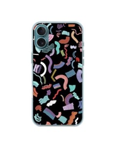 iPhone 16 Plus Case Curly and Zigzag Stripes Black -...