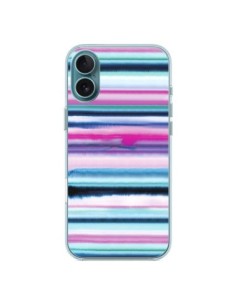Cover iPhone 16 Plus Degrade Stripes Watercolor Rosa -...