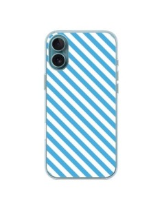 Cover iPhone 16 Plus Caramella Motivo rigato Blu e Bianco...