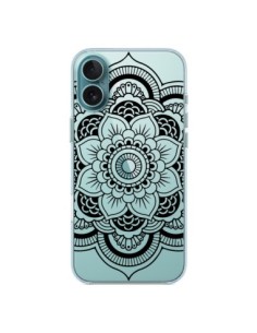 Coque iPhone 16 Plus Mandala Noir Azteque Transparente -...