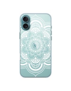 Coque iPhone 16 Plus Mandala Blanc Azteque Transparente -...
