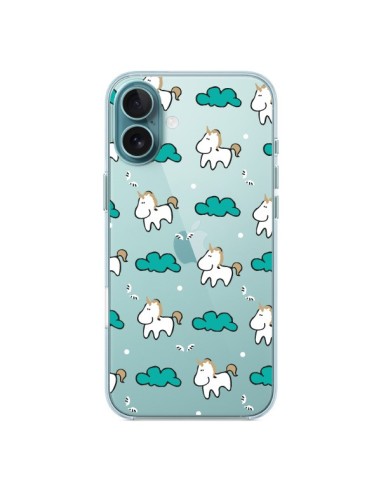 Coque iPhone 16 Plus Licorne et Nuages Transparente - Nico