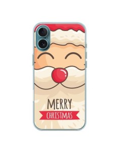 Coque iPhone 16 Plus Moustache du Père Noël Merry...