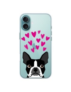 iPhone 16 Plus Case Boston Terrier Hearts Dog Clear - Pet...