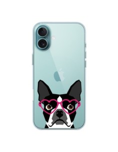 iPhone 16 Plus Case Boston Terrier Eyes Hearts Dog Clear...