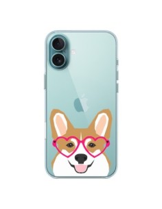 Cover iPhone 16 Plus Cane Buffo Occhiali Cuori...