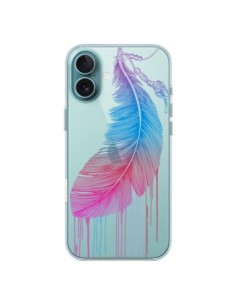 Cover iPhone 16 Plus Piuma Arcobaleno Trasparente -...