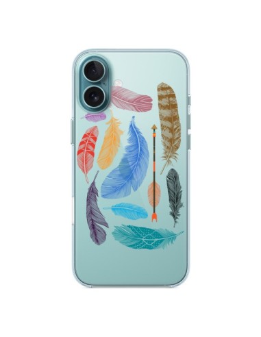 Cover iPhone 16 Plus Piuma Colorata Trasparente - Rachel Caldwell