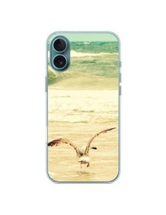 Cover iPhone 16 Plus Gabbiano Mare Oceano Sabbia Spiaggia...