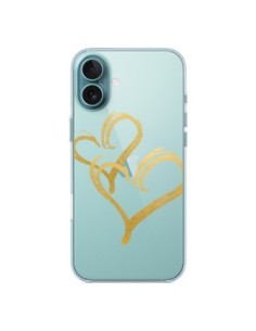 Cover iPhone 16 Plus Due Cuori Amore Trasparente - Sylvia...