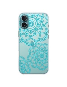 iPhone 16 Plus Case Mandala Green acqua Doodle Flowers...