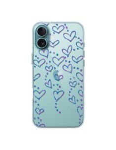 Cover iPhone 16 Plus Cuori Flottanti Trasparente - Sylvia...