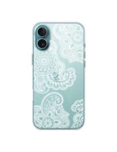 Coque iPhone 16 Plus Lacey Paisley Mandala Blanc Fleur...