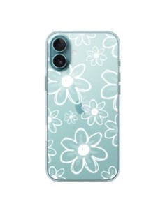 Coque iPhone 16 Plus Mandala Blanc White Flower...