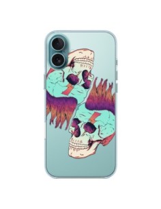 Cover iPhone 16 Plus Teschio Punk Doppio Trasparente -...