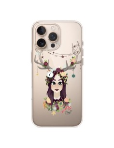Cover iPhone 16 Pro Max Donna Natale Legno Cervo...