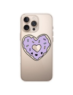 Cover iPhone 16 Pro Max Ciambella Cuore Viola Trasparente...
