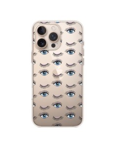 Coque iPhone 16 Pro Max Eyes Oeil Yeux Bleus Mosaïque...