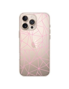 Cover iPhone 16 Pro Max Linee Trangolo Rosa Trasparente -...