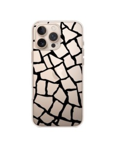 Coque iPhone 16 Pro Max Girafe Mosaïque Noir Transparente...