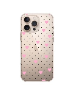 Cover iPhone 16 Pro Max Punti Cuori Rosa Trasparente -...