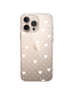 Cover iPhone 16 Pro Max Punti Cuori Bianco Trasparente -...