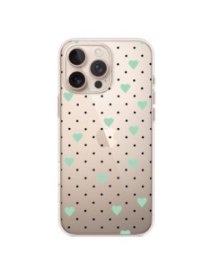 Coque iPhone 16 Pro Max Point Coeur Mint Bleu Vert Pin...