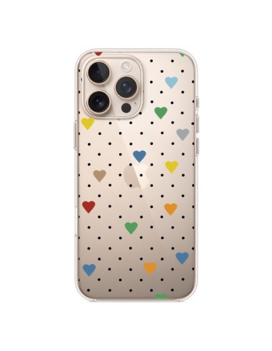 Cover iPhone 16 Pro Max Punti Cuori Colorato Trasparente - Project M