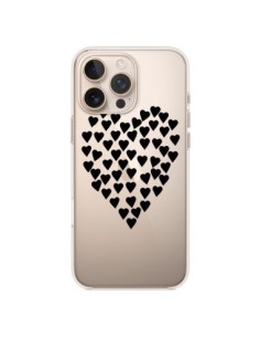 Cover iPhone 16 Pro Max Cuori Amore Nero Trasparente -...