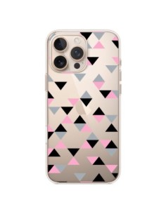 Coque iPhone 16 Pro Max Triangles Pink Rose Noir...