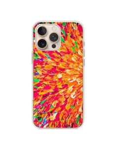 Coque iPhone 16 Pro Max Fleurs Oranges Neon Splash - Ebi...