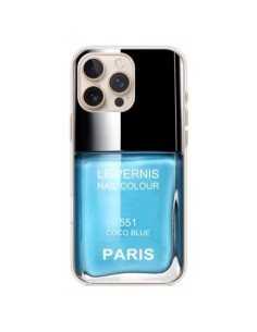 Coque iPhone 16 Pro Max Vernis Paris Coco Blue Bleu -...