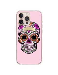 Coque iPhone 16 Pro Max Tête de Mort Mexicaine Rose...