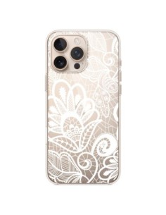 Cover iPhone 16 Pro Max Pizzo Fiori Flower Bianco...