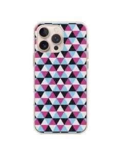 Coque iPhone 16 Pro Max Azteque Triangles Rose Bleu Gris...