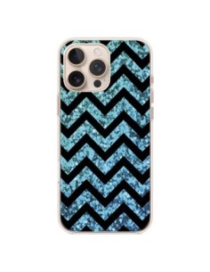 Coque iPhone 16 Pro Max Chevron Aqua Sparkle Triangle...