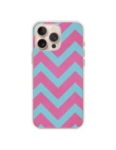 Cover iPhone 16 Pro Max Fragola Chevron Rosa Blu - Mary...