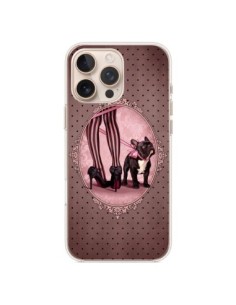 iPhone 16 Pro Max Case Lady Jambes Dog Dog Pink Polka...
