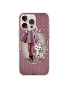 Cover iPhone 16 Pro Max Lady Cane Dalmata Vestito Pois -...