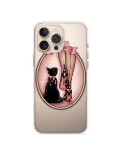 Coque iPhone 16 Pro Max Lady Chat Noeud Papillon Pois...