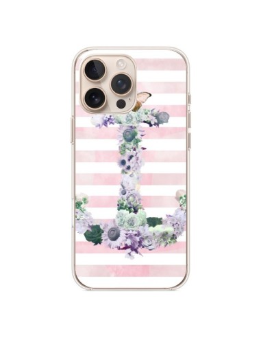 iPhone 16 Pro Max Case Ancora Marina Pink Flowers - Monica Martinez
