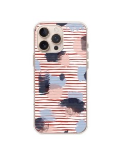 iPhone 16 Pro Max Case WaterColor Stains Righe Rosse -...