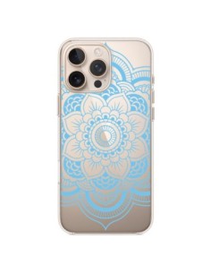 Cover iPhone 16 Pro Max Mandala Blu Azteco Trasparente -...