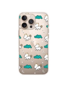 Coque iPhone 16 Pro Max Licorne et Nuages Transparente -...