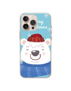 Coque iPhone 16 Pro Max Ours Blanc de Noël Merry...