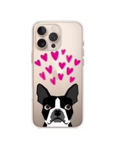 iPhone 16 Pro Max Case Boston Terrier Hearts Dog Clear -...