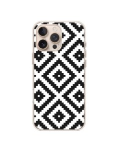 Coque iPhone 16 Pro Max Diamond Chevron Black and White -...