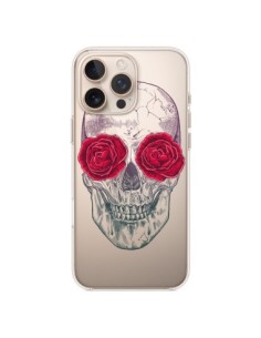 iPhone 16 Pro Max Case Skull Pink Flowers Clear - Rachel...
