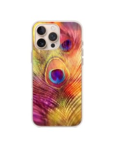 Coque iPhone 16 Pro Max Plume de Paon Multicolore -...